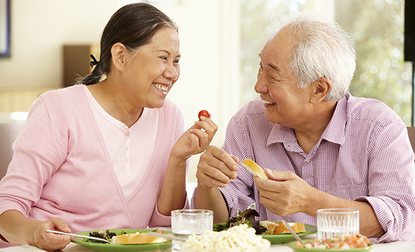 Asian Couple Eating